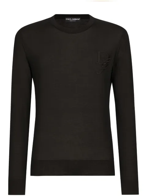 Dolce & Gabbana logo embroidered jumper Black GXX02ZJAWXR