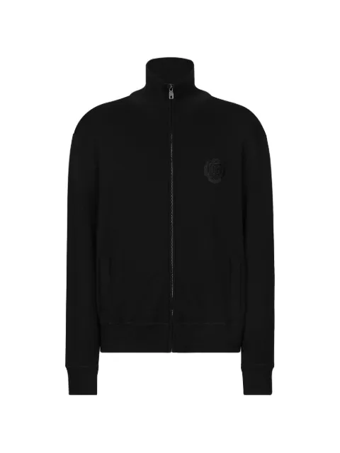 Dolce & Gabbana logo-patch zip-up cardigan Black GXV15ZJFMCZ