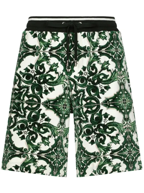Dolce & Gabbana Majolica-jacquard drawstring track shorts Green GVUZATHJMP9