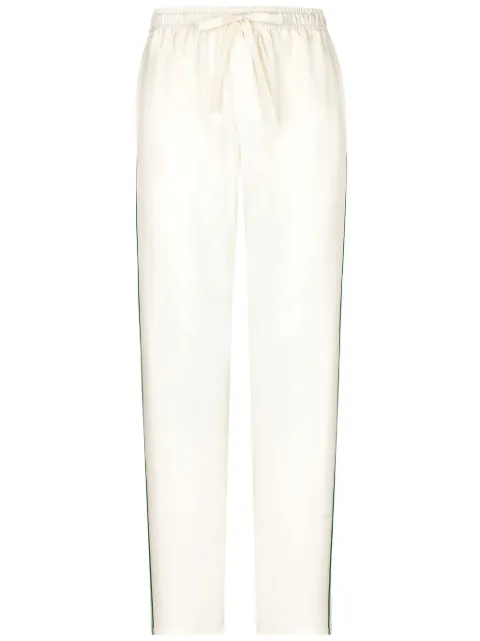 Dolce & Gabbana logo-embroidered silk trousers White GVRMAZFU1S4