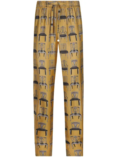 Dolce & Gabbana graphic-print silk lounge trousers Yellow GVCRATIS1VD