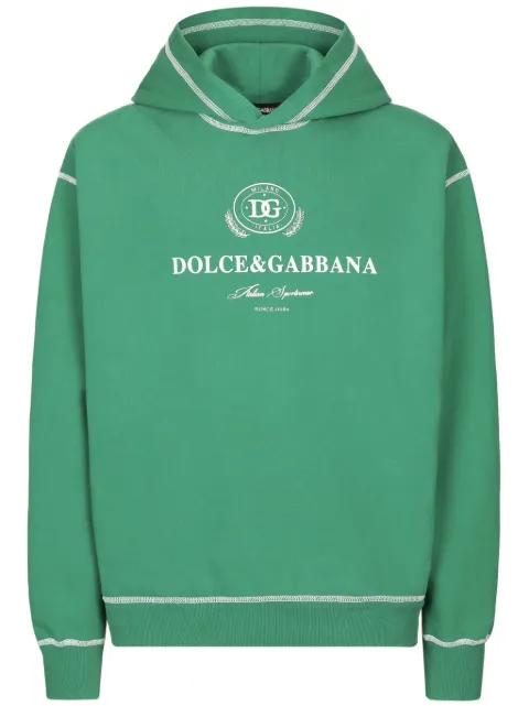 Dolce & Gabbana logo-print cotton hoodie Green G9BDXZG7NON