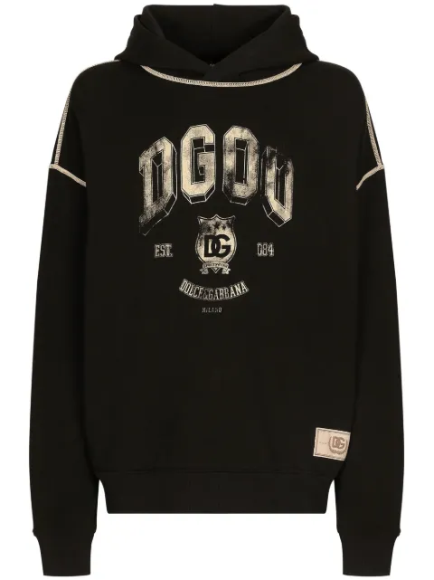 Dolce & Gabbana DG-print cotton hoodie Black G9AJATG7NQCN0000