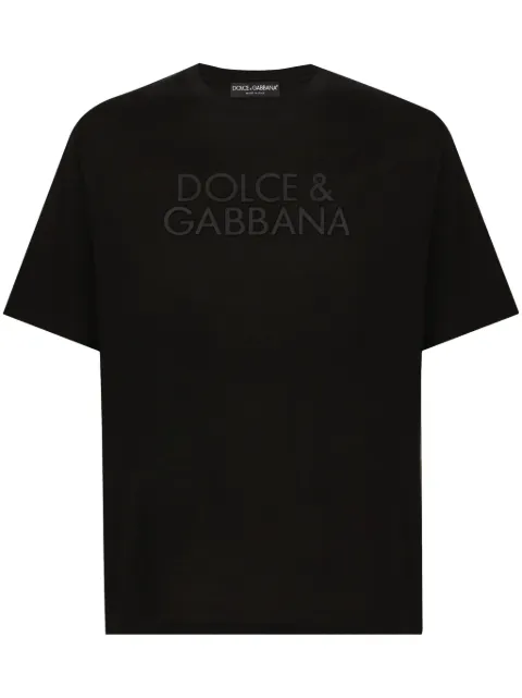 Dolce & Gabbana logo-embroidered T-shirt Black G8PN9ZG7NWNN0000