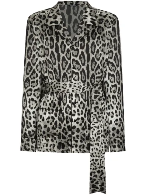 Dolce & Gabbana leopard-print silk shirt Black G2UI3TIS1WT
