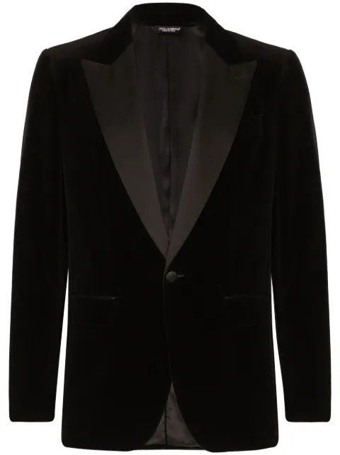 Dolce & Gabbana single-breasted velvet blazer Black G2TV9TFUVG7