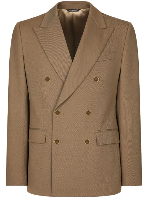 Dolce & Gabbana double-breasted peak lapel jacket Brown G2TV8TFURNV