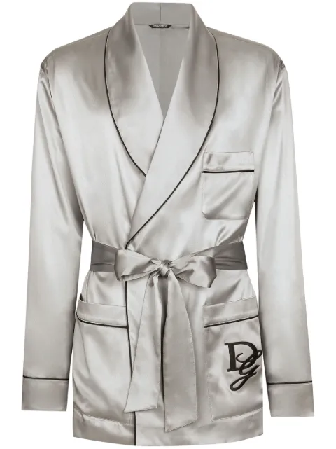 Dolce & Gabbana silk pajama shirt Grey G2TQ4ZFU1AU