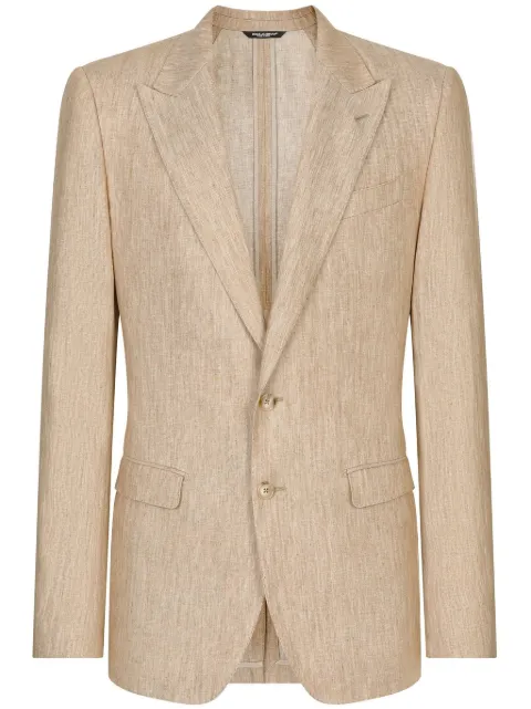 Dolce & Gabbana single-breasted linen blazer Neutrals G2NW0TFU4L0