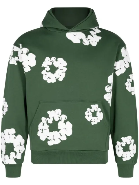 Denim Tears Cotton Wreath-print hoodie Green DT023