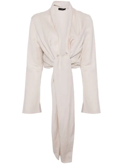 VOZ tie-fastening cropped cardigan Neutrals VT41ECRU
