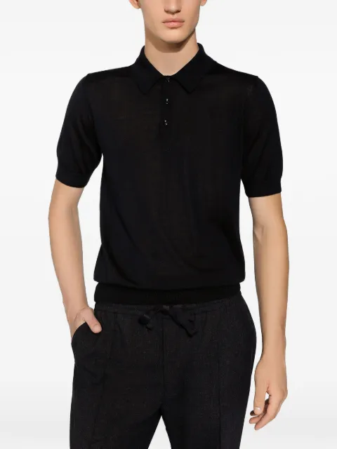 Dolce & Gabbana fine-knit polo shirt Black GXZ02TJFMEH