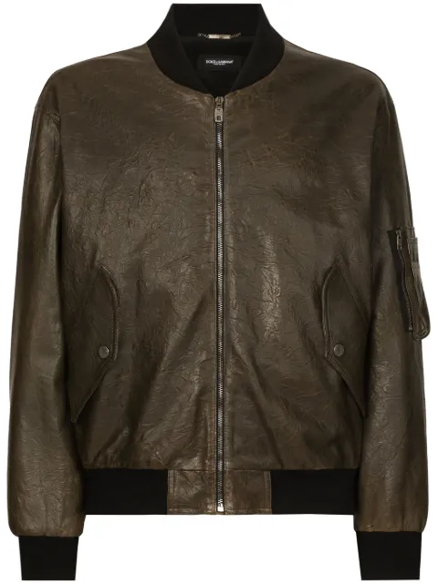 Dolce & Gabbana leather jacket Green G9BEDLHULUC