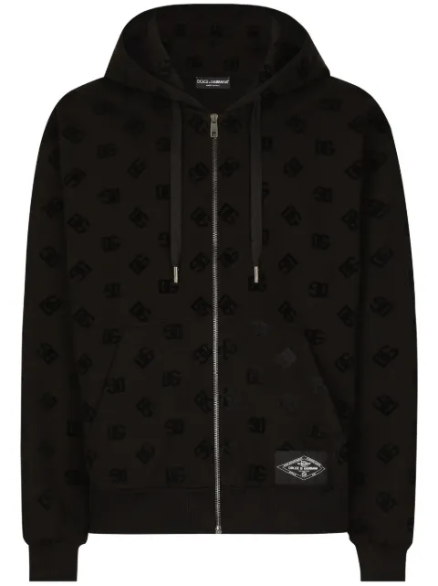 Dolce & Gabbana All-over-debossed logo hoodie Black G9AIYTG7NWD