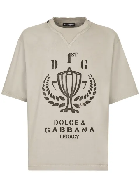 Dolce & Gabbana logo-print cotton T-shirt Grey G8QR6TG7NTA