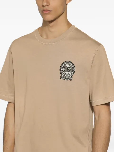 Dolce & Gabbana DG-embroidered cotton T-shirt Neutrals G8PN9ZG7NYE