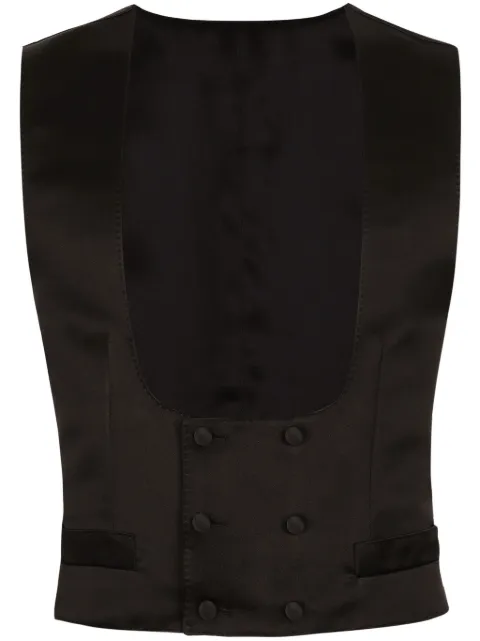 Dolce & Gabbana sleeveless silk jacket Black G712WTFU1KM