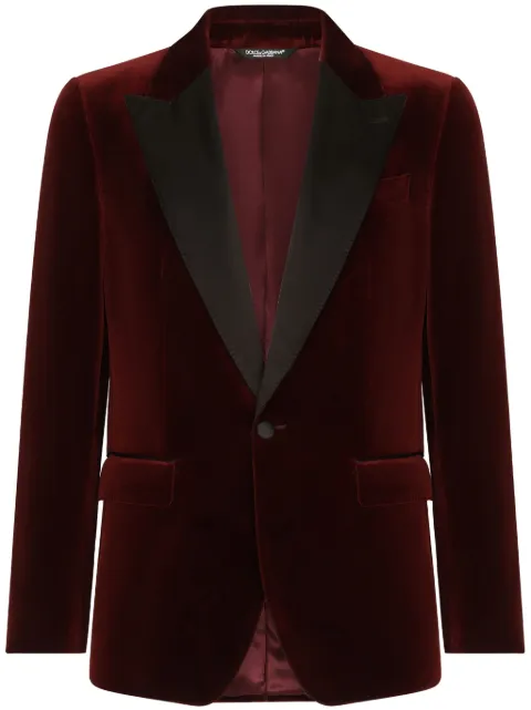 Dolce & Gabbana single-breasted velvet blazer Red G2TV9TFUVG7