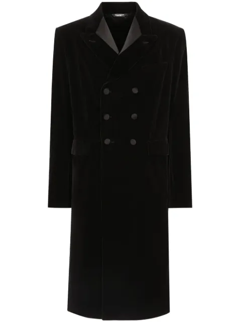 Dolce & Gabbana velvet double-breasted coat Black G039YTFUVCE