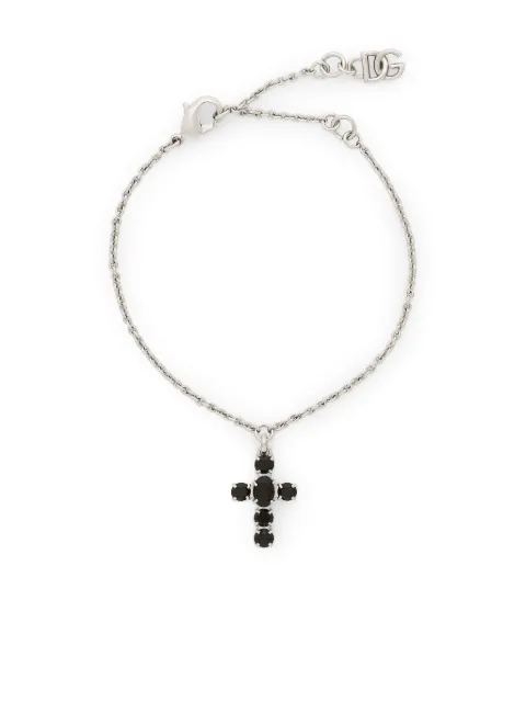 Dolce & Gabbana cross-pendant fine-link bracelet Silver WBQ6D1W1111