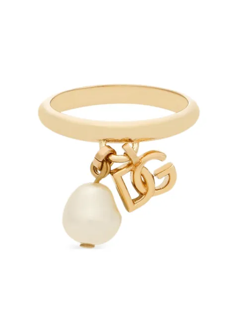 Dolce & Gabbana DG-logo pearl ring Gold WRQ6C2W1111