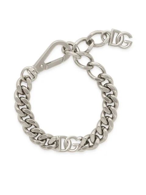 Dolce & Gabbana logo-plaque cuban-link bracelet Silver WBQ5M1W1111
