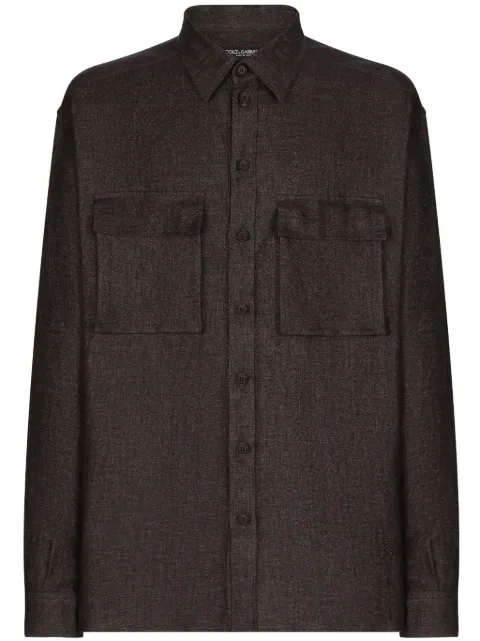 Dolce & Gabbana flap-pocket linen shirt Brown G5LI9TFU4L1