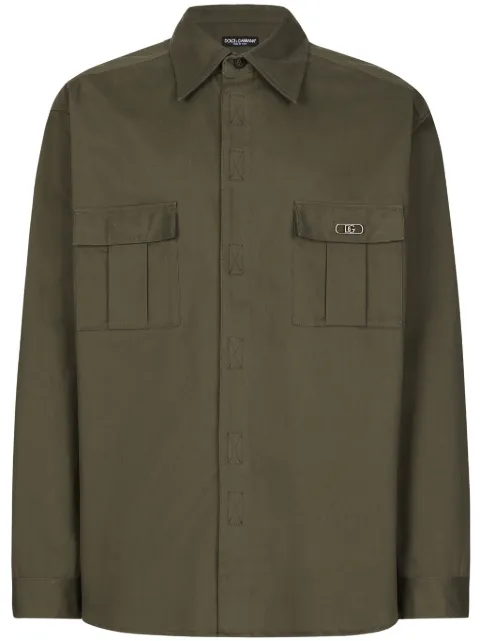 Dolce & Gabbana flap pocket shirt Green G5JG8TFUFNK