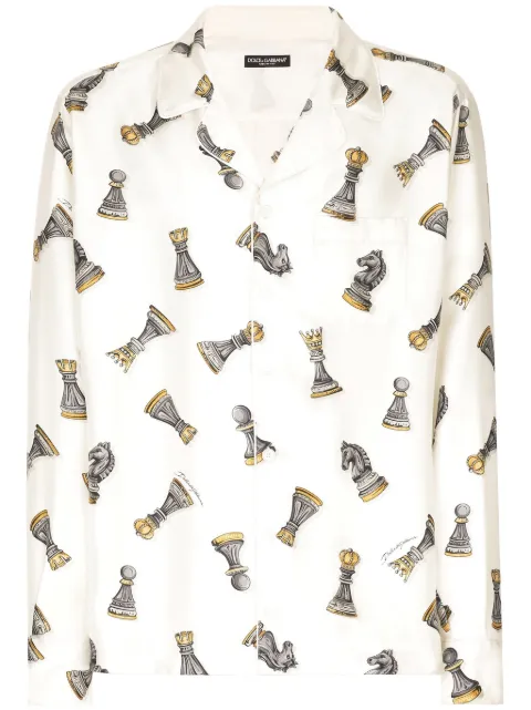 Dolce & Gabbana chess motif silk shirt White G5IF1TIS1VA