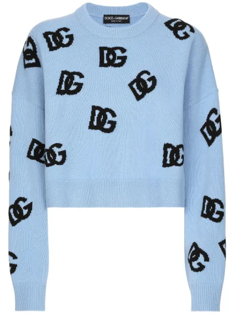 Dolce & Gabbana DNA logo embroidered sweater Blue FXX63TJCVZL