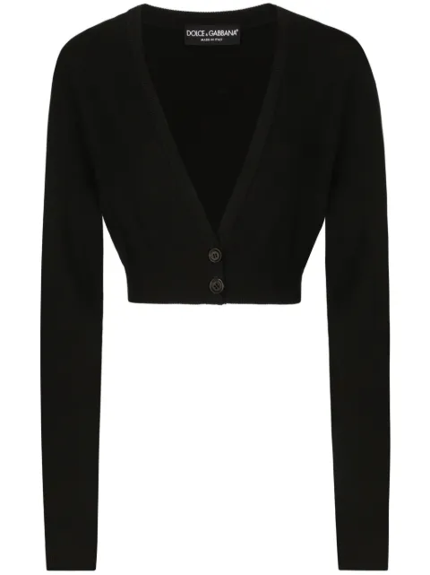 Dolce & Gabbana V-neck cropped cardigan Black FXY08TJCVY7