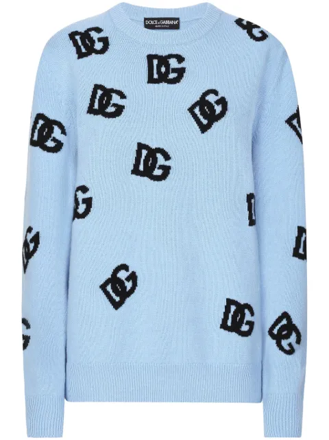 Dolce & Gabbana DNA logo embroidered jumper Blue FXX06TJCVZL