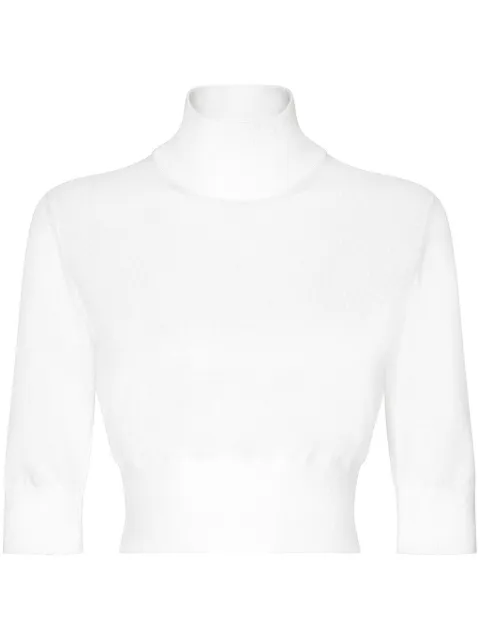 Dolce & Gabbana Cropped turtle-neck sweater White FXW12TJFMEB