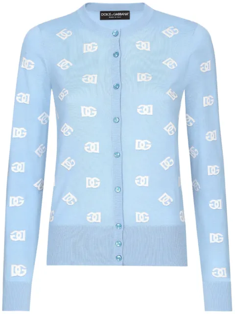 Dolce & Gabbana DNA logo print cardigan Blue FXV47TJFMGS