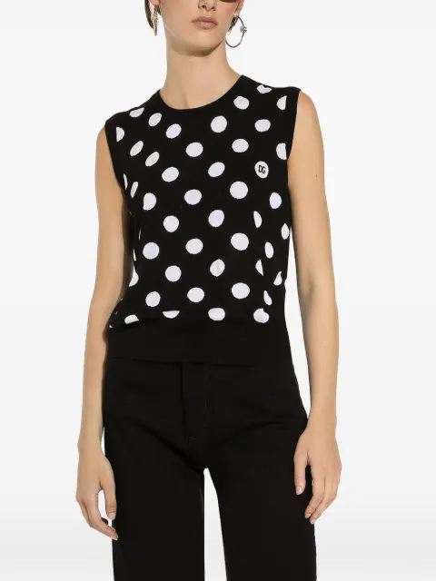 Dolce & Gabbana polka-dot knitted vest Black FXT07TJCVYK