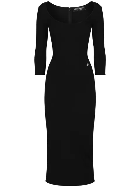 Dolce & Gabbana logo-plaque midi dress Black FXS20TJFMEV