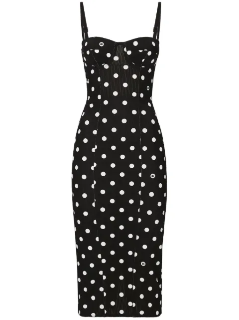 Dolce & Gabbana polka-dot corset midi dress Black F6JJYTFSUBH