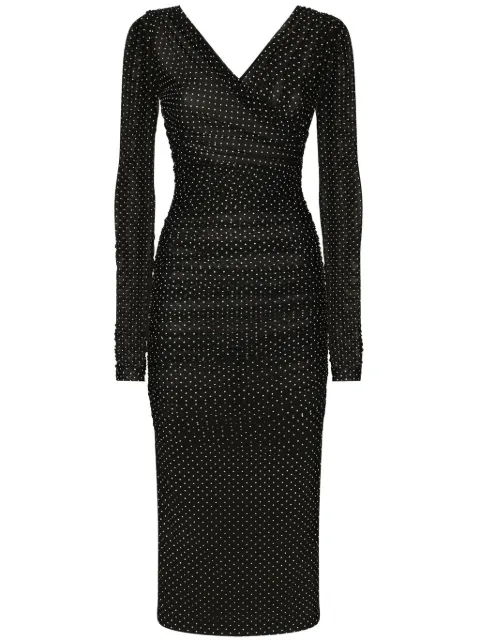 Dolce & Gabbana polka-dot tulle midi dress Black F6JIYTFSRP1