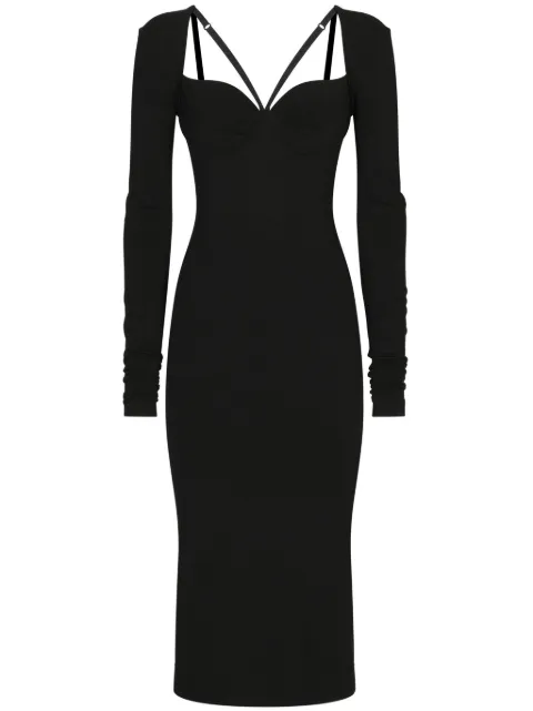 Dolce & Gabbana long-sleeve midi dress Black F6JBHTFUGN7