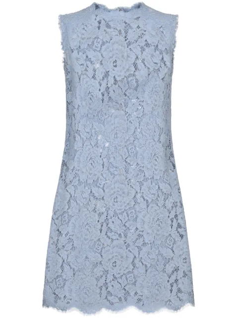 Dolce & Gabbana DNA floral-lace shift mini dress Blue F6ATYTHLM7L