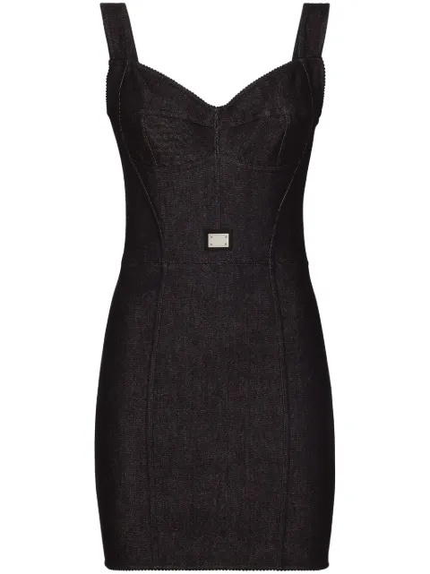 Dolce & Gabbana logo-plaque bustier mini dress Black F63G8DG8LT2