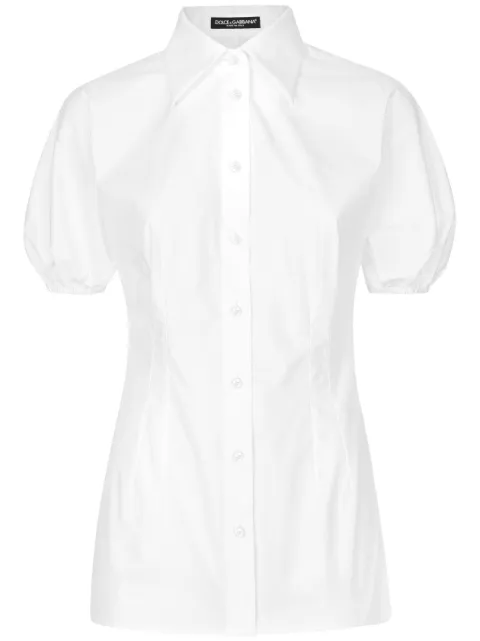 Dolce & Gabbana short puff-sleeves shirt White F5S64TFU5T9