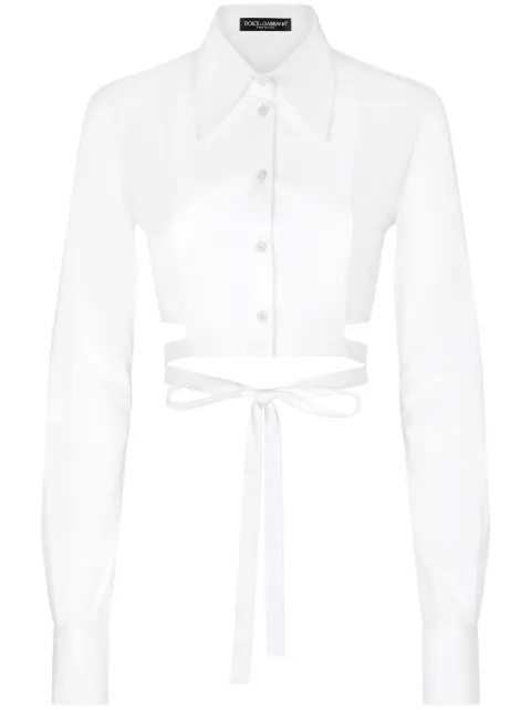 Dolce & Gabbana criss-cross cropped shirt White F5S50TFUFNJ