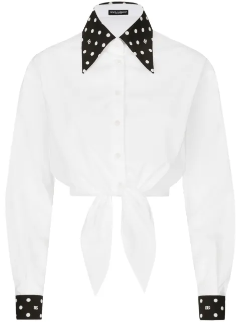 Dolce & Gabbana polka-dot print cropped shirt White F5P61TGDCMO