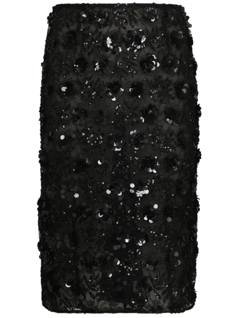 Dolce & Gabbana sequin-embellished skirt Black F4CW8ZILMA0