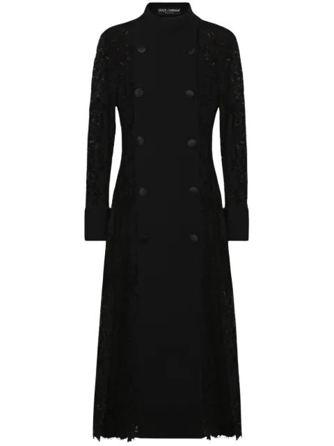 Dolce & Gabbana lace-panelling coat Black F0E1UTHLMTB
