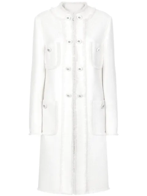 Dolce & Gabbana single-breasted tweed coat White F0C3UTHUMUA