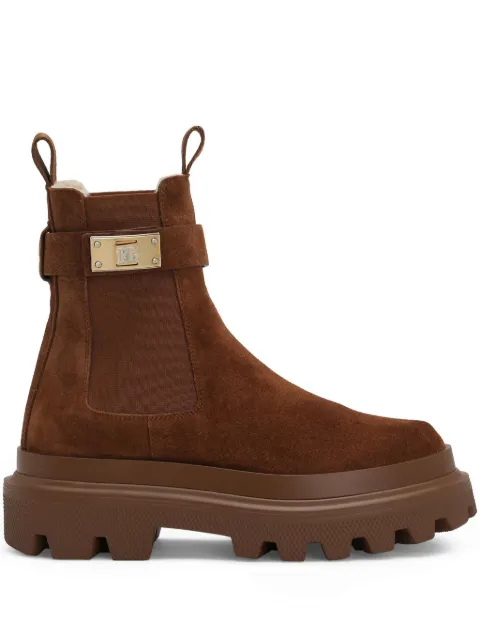 Dolce & Gabbana branded-strap Chelsea boots Brown CT1002A3G54