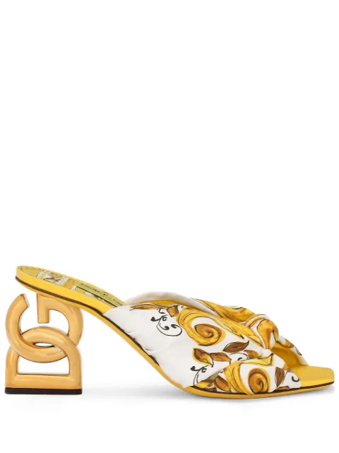 Dolce & Gabbana DG Pop 75mm Majolica-print sandals Yellow CR1601AT850