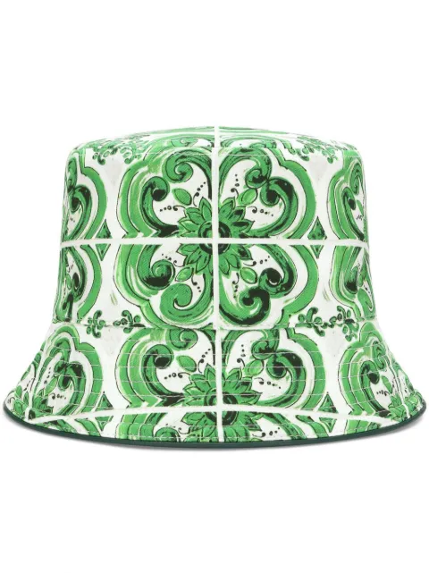 Dolce & Gabbana Majolica-print reversible bucket hat Green GH731AFSFNU